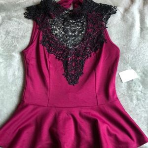 NWT Lace peplum tank